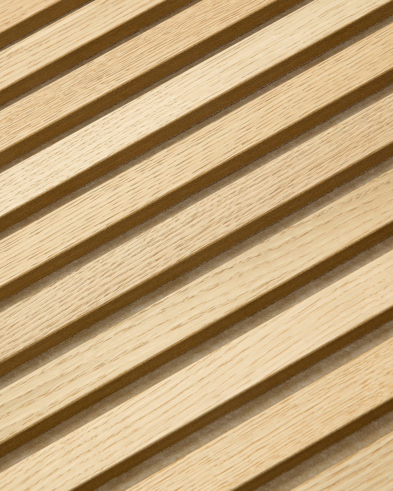 Akupanel | Akustikkpanel / Naturlig tre, klassisk eik, mørkbeige filt, 240 x 60 cm